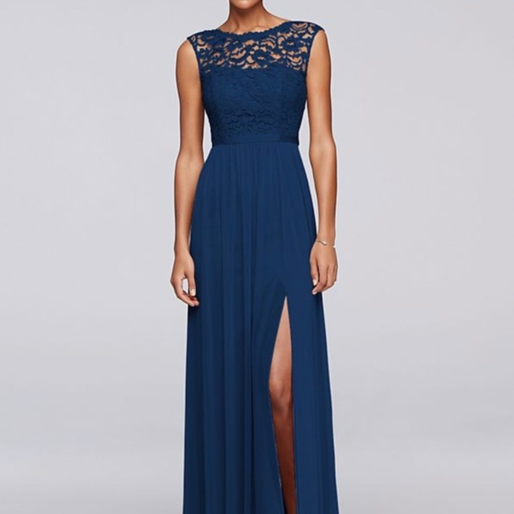 David's Bridal Long Dress Lace Top SZ 8 #F19328
